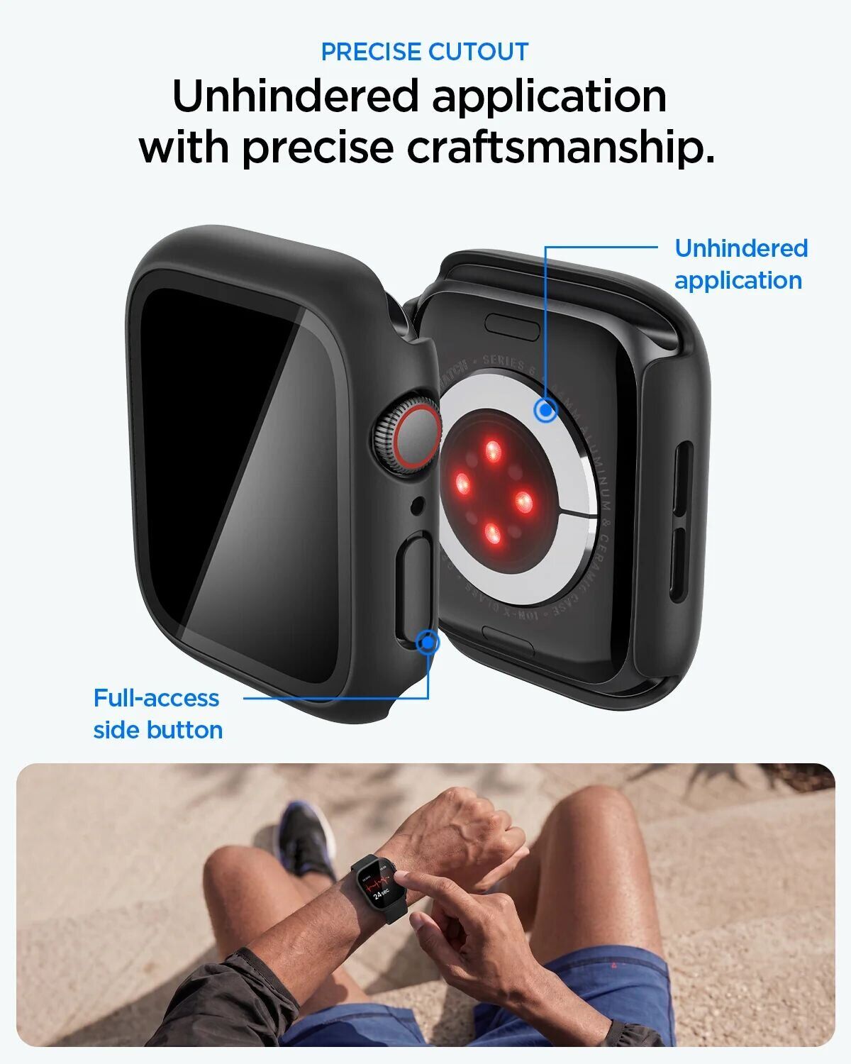 Защитный чехол Spigen Thin Fit (FW) для Apple Watch 44 mm / SE 44 mm (ACS11592) - Black. Фото 8 Защитный чехол Spigen Thin Fit (FW) для Apple Watch 44 mm / SE 44 mm (ACS11592) - Black (398000B). Фото 8 из 9