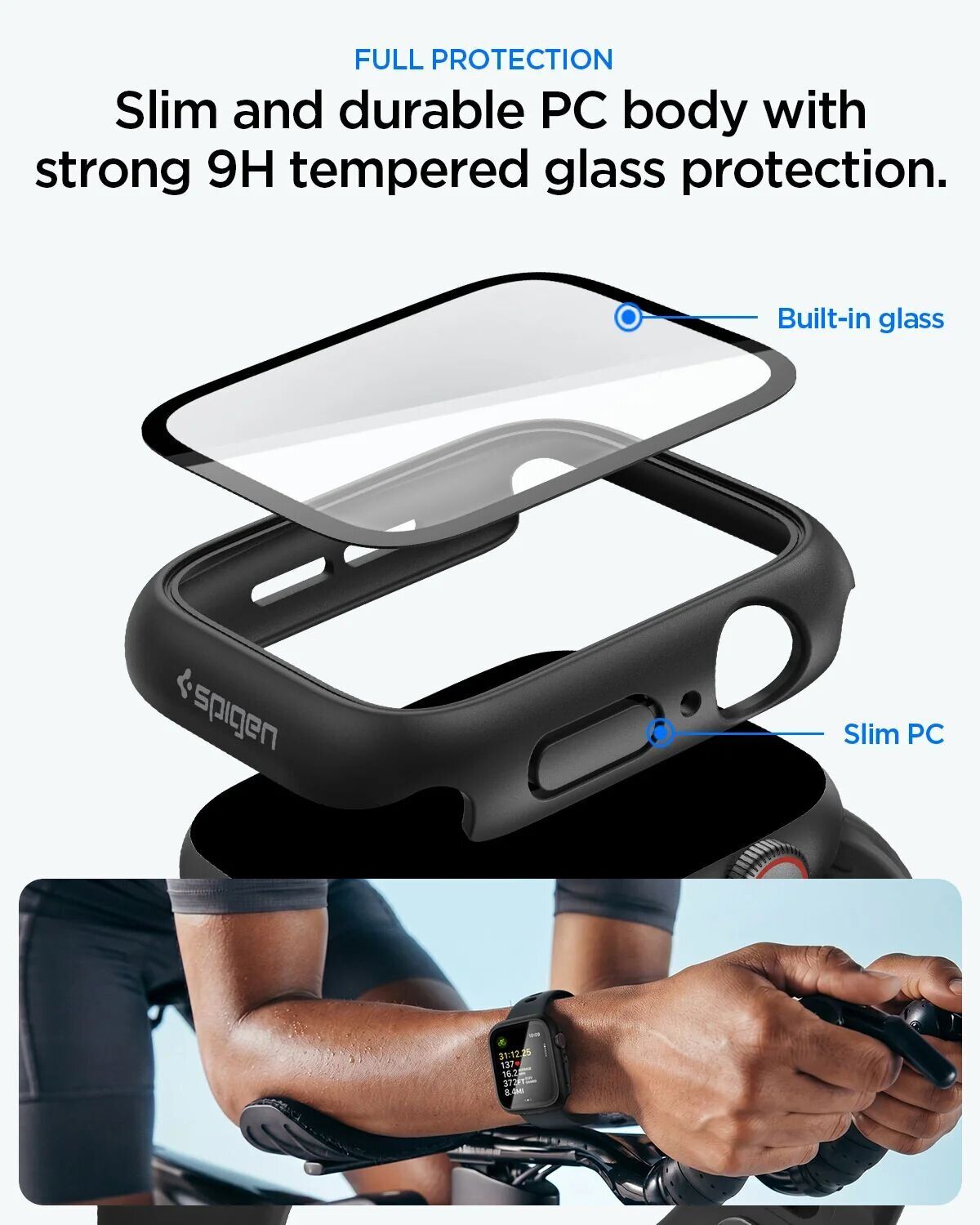 Защитный чехол Spigen Thin Fit (FW) для Apple Watch 44 mm / SE 44 mm (ACS11592) - Black. Фото 4 Защитный чехол Spigen Thin Fit (FW) для Apple Watch 44 mm / SE 44 mm (ACS11592) - Black (398000B). Фото 4 из 9
