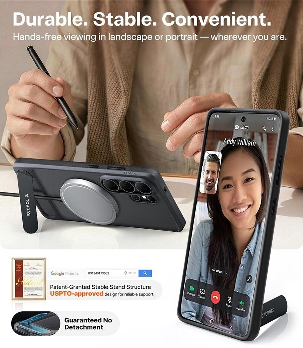 Чехол с подставкою TORRAS Ostand L1 (with MagSafe) для Samsung Galaxy S26 Ultra - Black. Фото 6 Чехол с подставкою TORRAS Ostand L1 (with MagSafe) для Samsung Galaxy S26 Ultra - Black (404404B). Фото 6 из 8