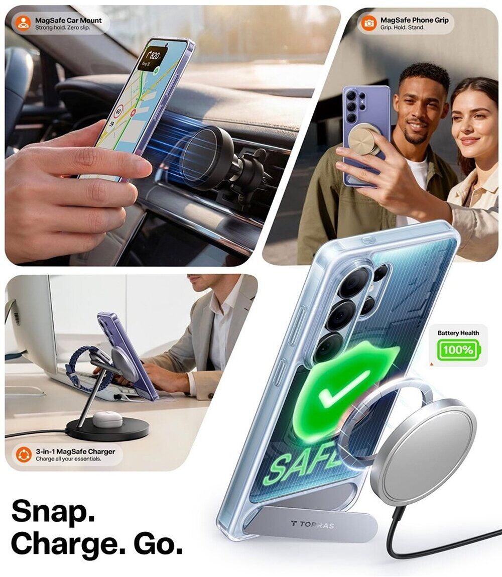 Чехол с подставкою TORRAS Ostand L1 (with MagSafe) для Samsung Galaxy S26 Ultra - Black. Фото 5 Чехол с подставкою TORRAS Ostand L1 (with MagSafe) для Samsung Galaxy S26 Ultra - Black (404404B). Фото 5 из 8