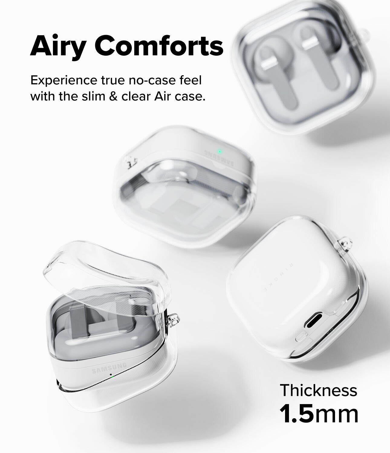 Захисний чохол Ringke Air (FH) для Samsung Galaxy Buds 4 / Buds 4 Pro (8800328818903) - Clear Black. Фото 4 Захисний чохол Ringke Air (FH) для Samsung Galaxy Buds 4 / Buds 4 Pro (8800328818903) - Clear Black (407428B). Фото 4 з 14