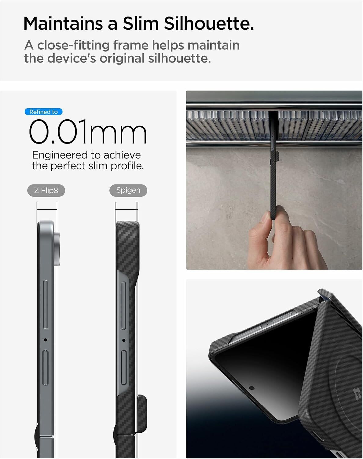 Защитный чехол Spigen AirSkin Aramid (MagFit) для Samsung Galaxy Flip 8 (ACS11513) - Black. Фото 9 Защитный чехол Spigen AirSkin Aramid (MagFit) для Samsung Galaxy Flip 8 (ACS11513) - Black (423558B). Фото 9 из 13