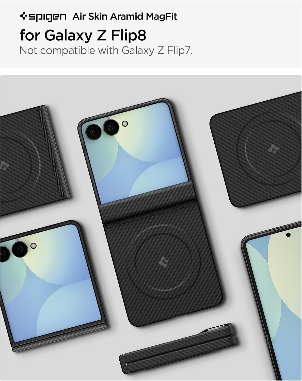 Защитный чехол Spigen AirSkin Aramid (MagFit) для Samsung Galaxy Flip 8 (ACS11513) - Black. Фото 7 Защитный чехол Spigen AirSkin Aramid (MagFit) для Samsung Galaxy Flip 8 (ACS11513) - Black (423558B). Фото 7 из 13