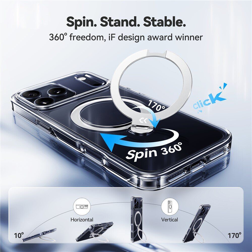 Захисний чохол CASEKOO Crystal Clear Magic Stand для iPhone 18 Pro / 17 Pro - Transparent. Фото 3 Захисний чохол CASEKOO Crystal Clear Magic Stand для iPhone 18 Pro / 17 Pro - Transparent (423636T). Фото 3 з 12