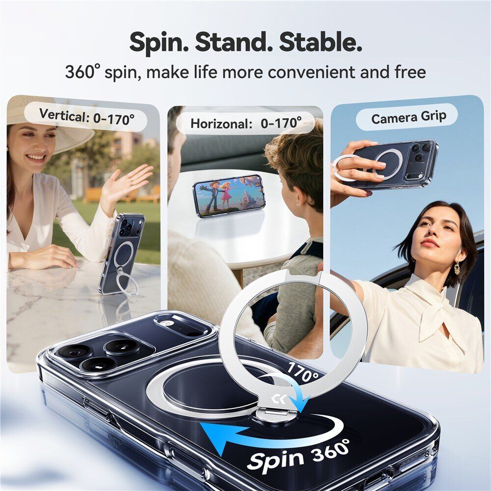 Захисний чохол CASEKOO Crystal Clear Magic Stand для iPhone 18 Pro / 17 Pro - Transparent. Фото 4 Захисний чохол CASEKOO Crystal Clear Magic Stand для iPhone 18 Pro / 17 Pro - Transparent (423636T). Фото 4 з 12