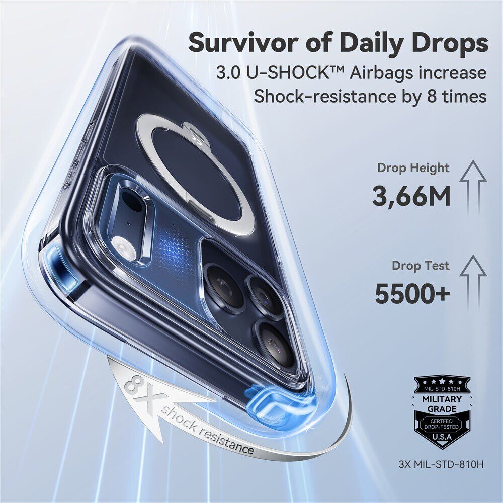Захисний чохол CASEKOO Crystal Clear Magic Stand для iPhone 18 Pro / 17 Pro - Transparent. Фото 7 Захисний чохол CASEKOO Crystal Clear Magic Stand для iPhone 18 Pro / 17 Pro - Transparent (423636T). Фото 7 з 12