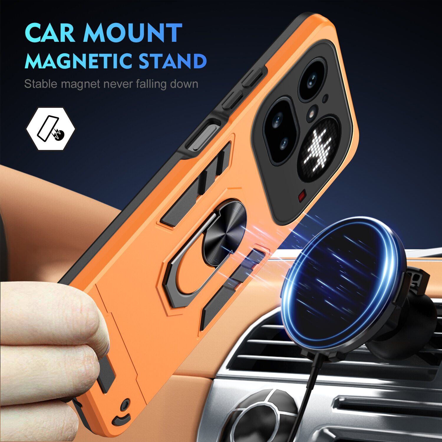 Защитный чехол Deexe Hybrid Shell для Nothing Phone (4a) Pro - Orange. Фото 2 Защитный чехол Deexe Hybrid Shell для Nothing Phone (4a) Pro - Orange (411411O). Фото 2 из 7