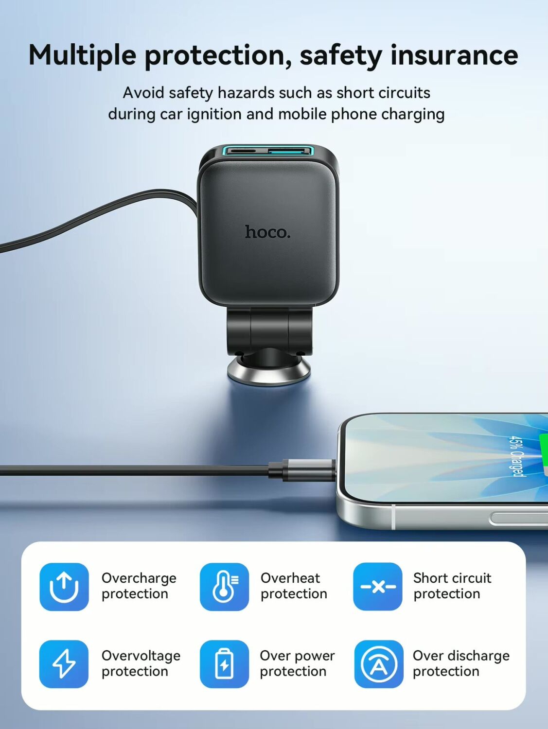 Автомобильное зарядное устройство Hoco Z67 Triunfar PD60W (USB + Type-C) + кабель Type-C - Black. Фото 13 Автомобильное зарядное устройство Hoco Z67 Triunfar PD60W (USB + Type-C) + кабель Type-C - Black (923415B). Фото 13 из 14