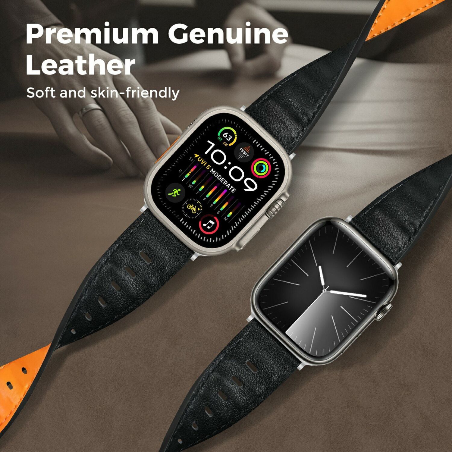 Ремешок для часов AHASTYLE Signature Touch для Apple Watch 46 / 45 / 44 / SE 44 / 42 (Series 1-3) / Ultra / Ultra 2 / Ultra 3 - Black / Orange. Фото 4 Ремешок для часов AHASTYLE Signature Touch для Apple Watch 46 / 45 / 44 / SE 44 / 42 (Series 1-3) / Ultra / Ultra 2 / Ultra 3 - Black / Orange (364538OB). Фото 4 из 8