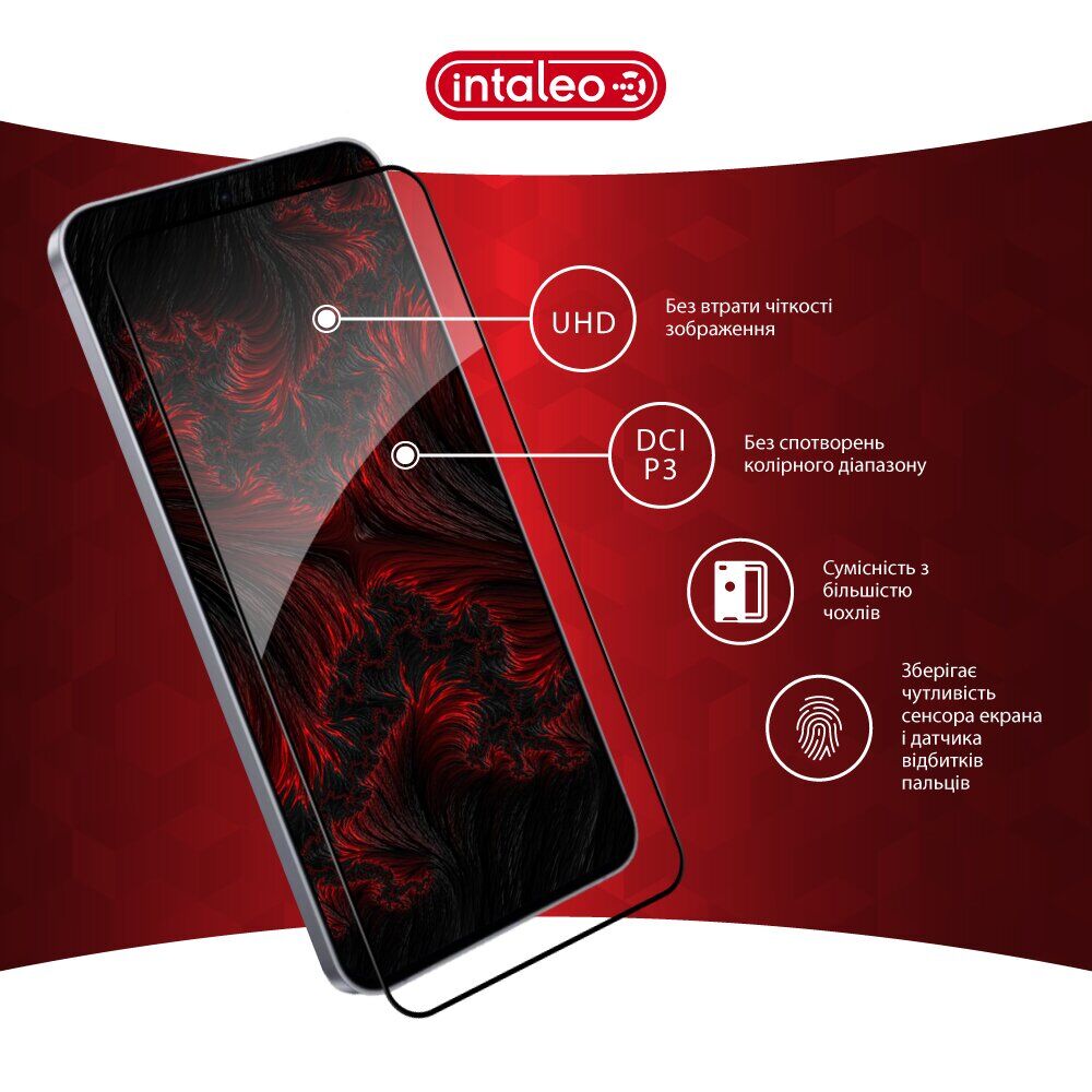 Защитное стекло Intaleo Full Glue для Samsung Galaxy S25 FE (S731) - Black. Фото 4 Защитное стекло Intaleo Full Glue для Samsung Galaxy S25 FE (S731) - Black (386998B). Фото 4 из 8