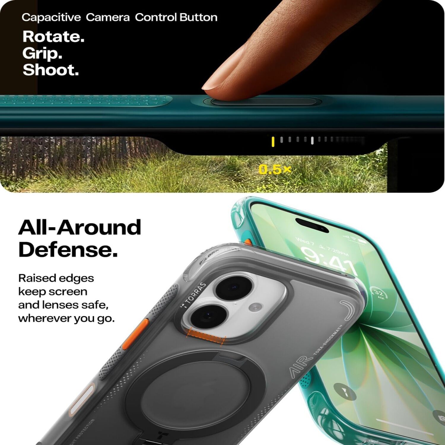 Захисний чохол TORRAS Ostand Q3 Air для iPhone 17 - Black. Фото 6 Захисний чохол TORRAS Ostand Q3 Air для iPhone 17 - Black (389396B). Фото 6 з 8