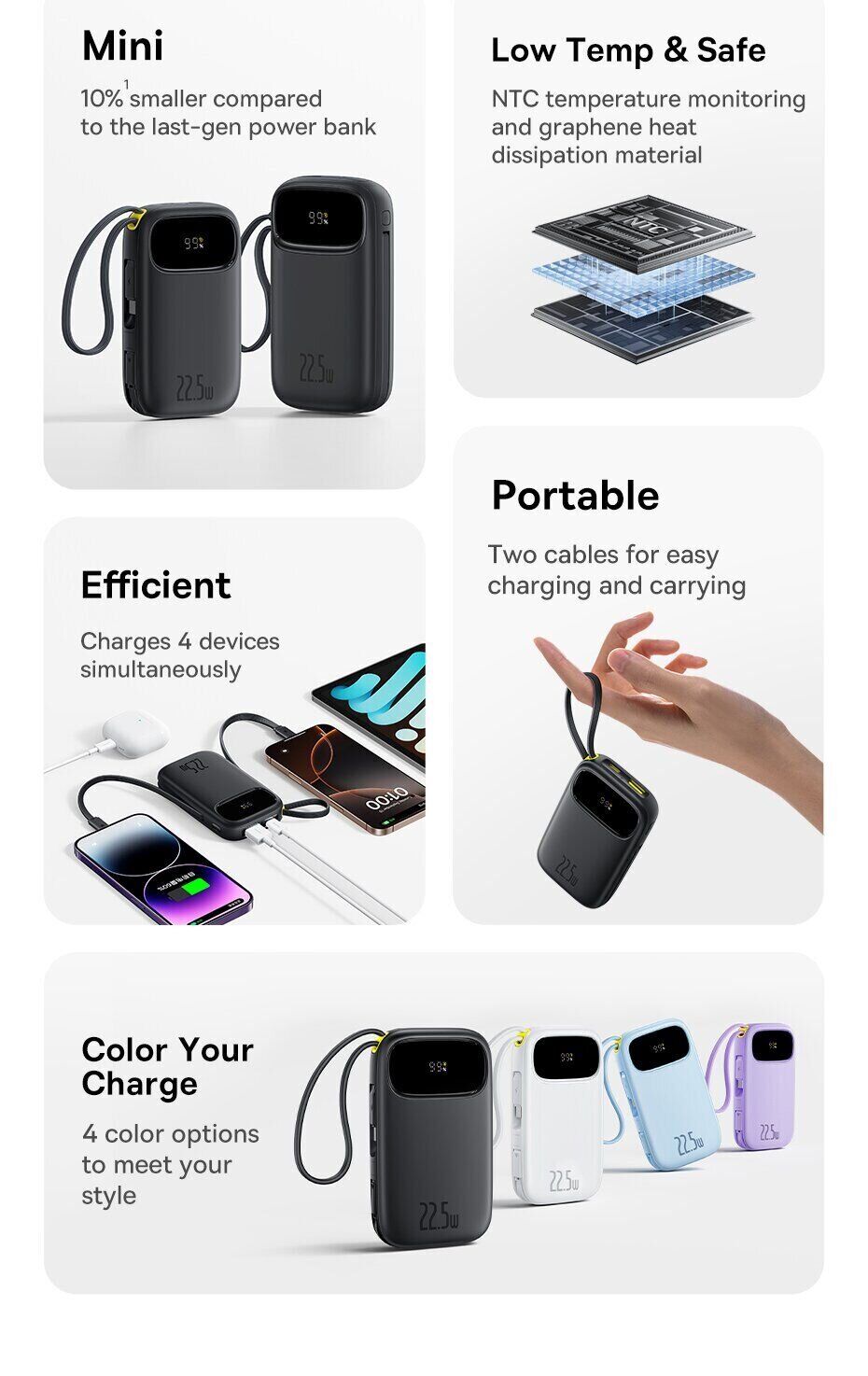Внешний аккумулятор Baseus EnerFill FC31 22.5W (10000mAh) + кабель Type-C + Lightning (PPQD3) - White. Фото 6 Внешний аккумулятор Baseus EnerFill FC31 22.5W (10000mAh) + кабель Type-C + Lightning (PPQD3) - White (995799W). Фото 6 из 18