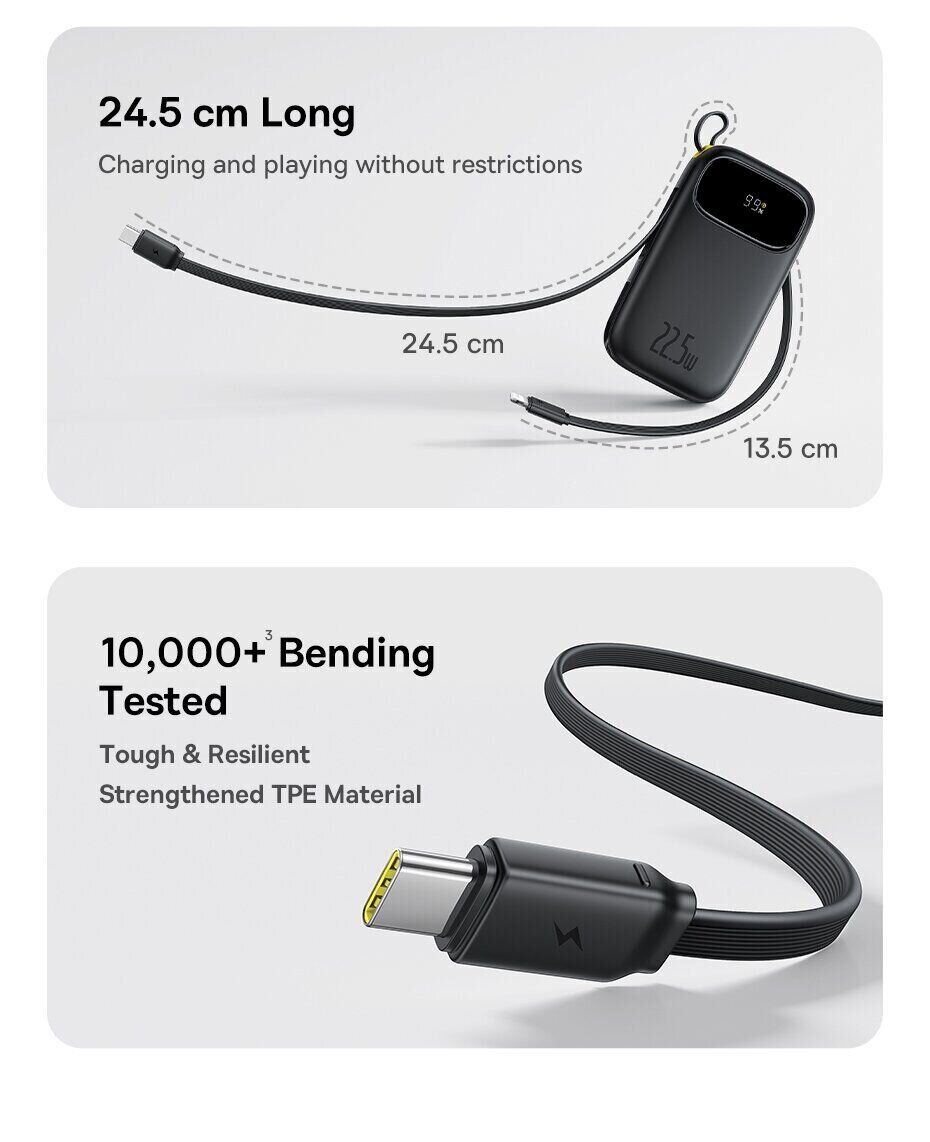 Внешний аккумулятор Baseus EnerFill FC31 22.5W (10000mAh) + кабель Type-C + Lightning (PPQD3) - White. Фото 14 Внешний аккумулятор Baseus EnerFill FC31 22.5W (10000mAh) + кабель Type-C + Lightning (PPQD3) - White (995799W). Фото 14 из 18