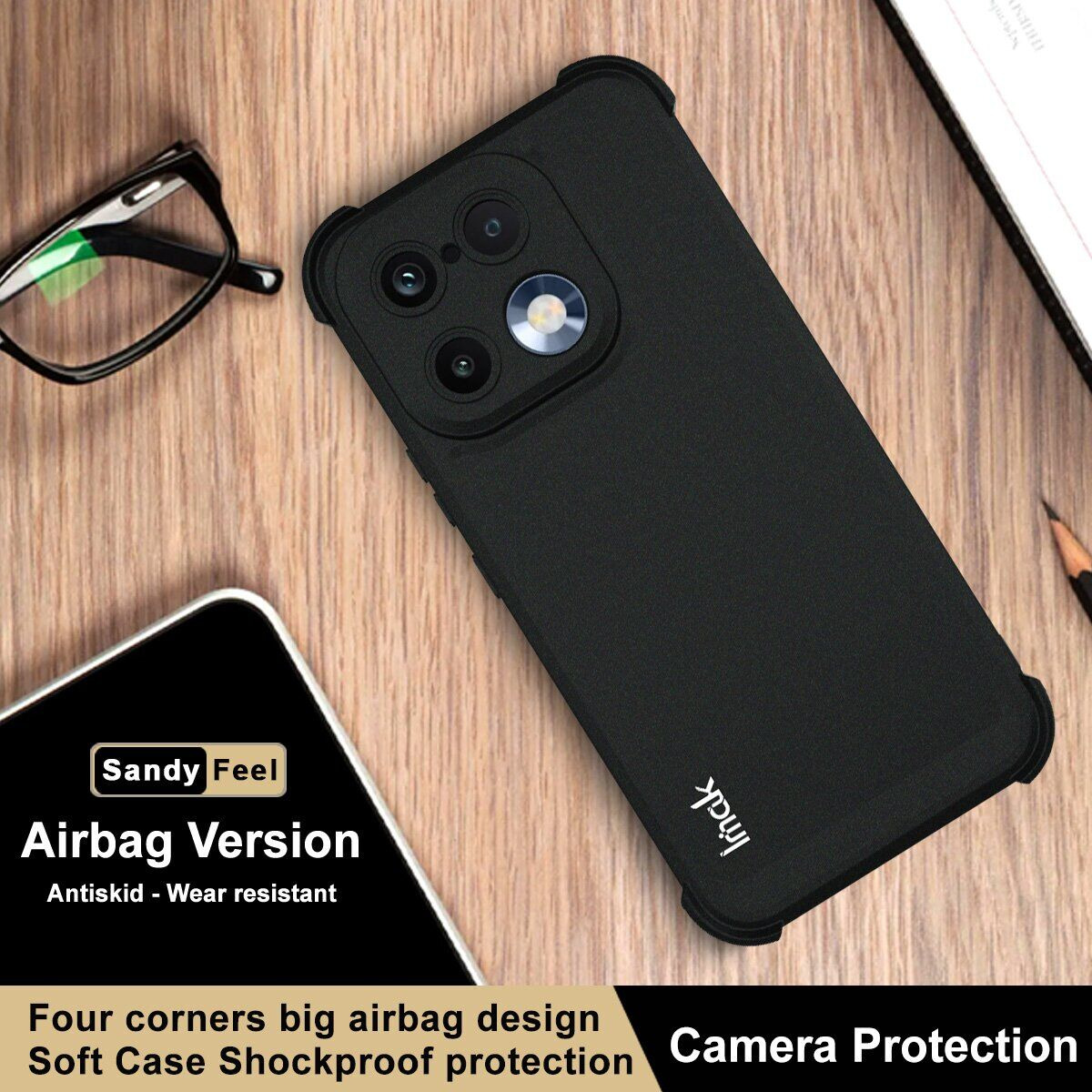 Захисний чохол IMAK Airbag Sand Case для Realme 16 Pro - Black. Фото 5 Захисний чохол IMAK Airbag Sand Case для Realme 16 Pro - Black (428010B). Фото 5 з 9