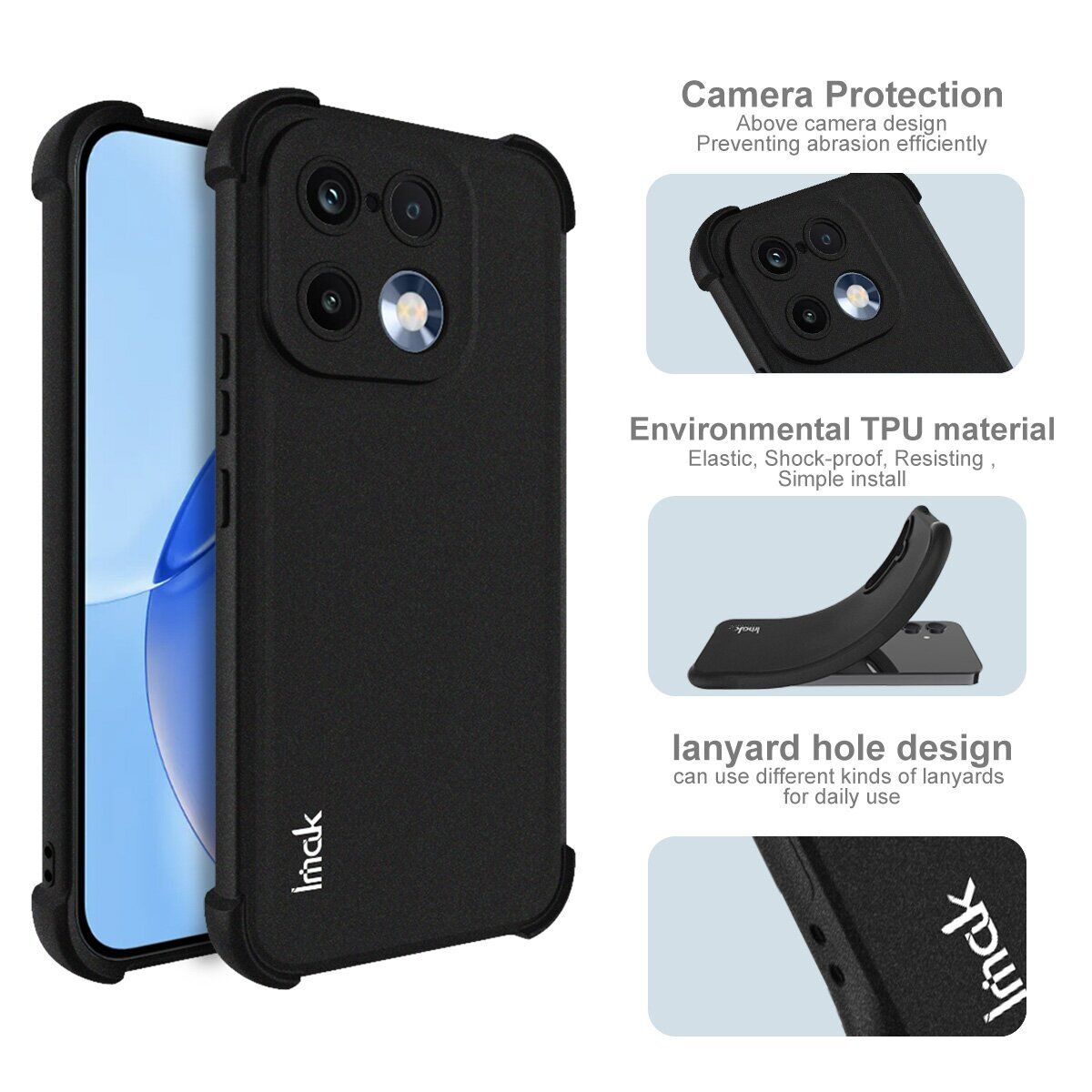Захисний чохол IMAK Airbag Sand Case для Realme 16 Pro - Black. Фото 7 Захисний чохол IMAK Airbag Sand Case для Realme 16 Pro - Black (428010B). Фото 7 з 9