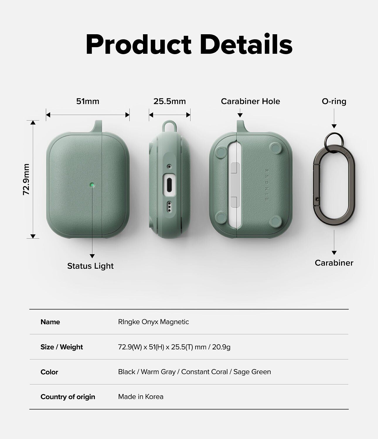Защитный чехол Ringke Onyx Magnetic (FH) для AirPods Pro 3 (8800328818590) - Mint. Фото 12 Защитный чехол Ringke Onyx Magnetic (FH) для AirPods Pro 3 (8800328818590) - Mint (390179M). Фото 12 из 13