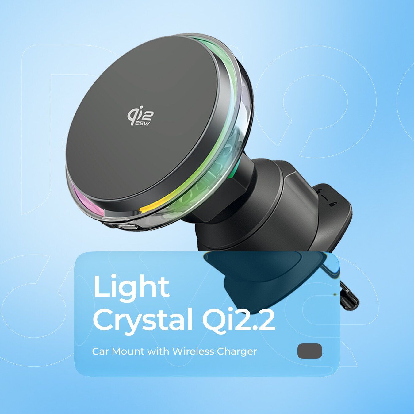 Автомобильный держатель с функцией беспроводной зарядки Proove Light Crystal Qi2.2 (25W) - Gray. Фото 5 Автомобильный держатель с функцией беспроводной зарядки Proove Light Crystal Qi2.2 (25W) - Gray (982709H). Фото 5 из 11