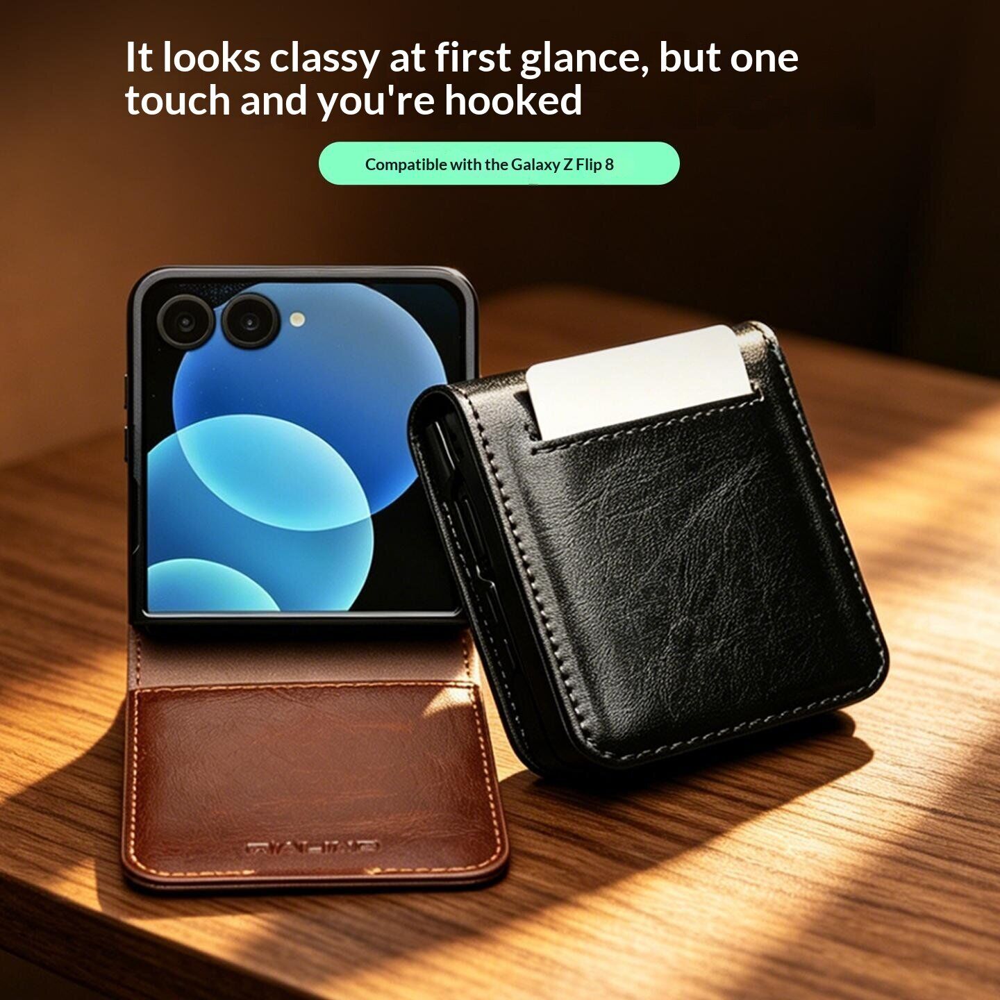 Шкіряний чохол QIALINO Classic Case (FF) для Samsung Galaxy Flip 8 - Brown. Фото 8 Шкіряний чохол QIALINO Classic Case (FF) для Samsung Galaxy Flip 8 - Brown (423523Z). Фото 8 з 12