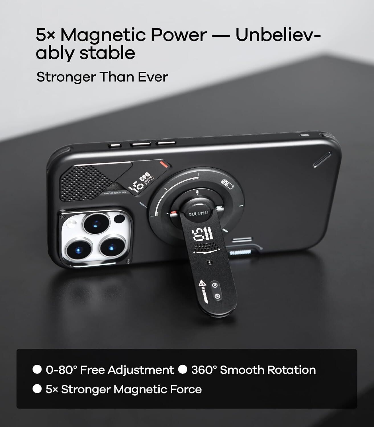Магнитный держатель AULUMU G05 Air Next-Gen Hi-Per Magnetic Stand - Black. Фото 6 Магнитный держатель AULUMU G05 Air Next-Gen Hi-Per Magnetic Stand - Black (982623B). Фото 6 из 10