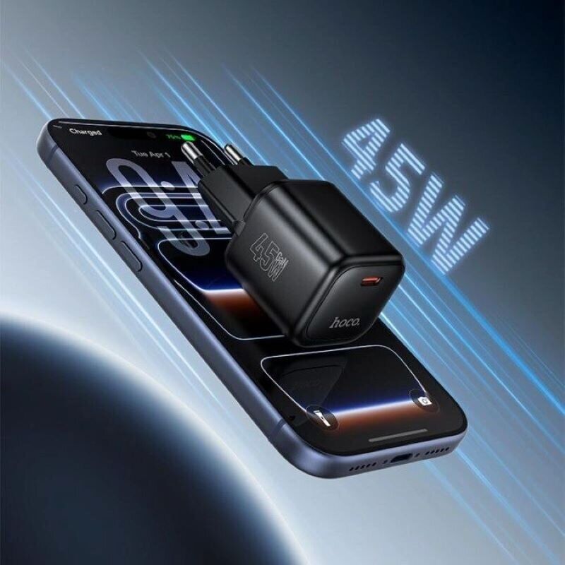 Мережевий зарядний пристрій Hoco N84 PD45W - Black. Фото 7 Мережевий зарядний пристрій Hoco N84 PD45W - Black (996004B). Фото 7 з 8