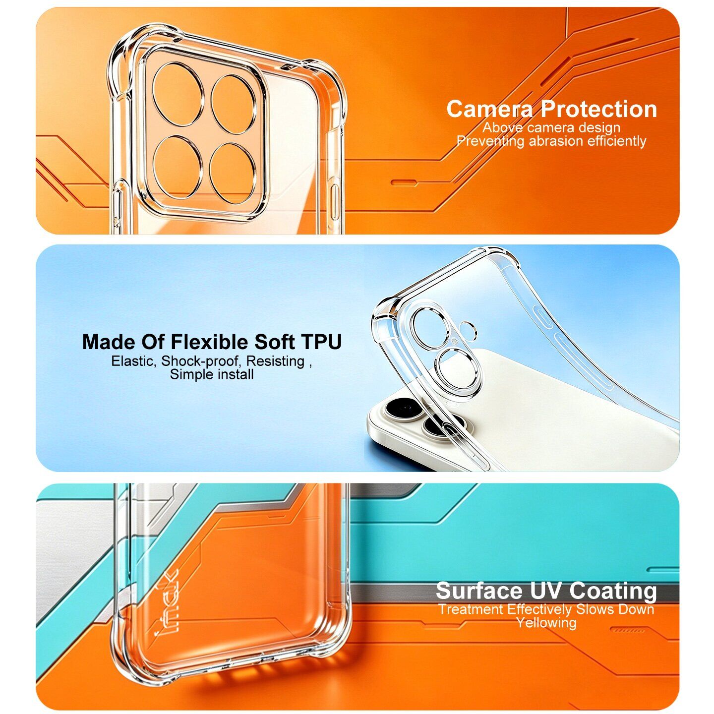 Чехол с усиленными углами IMAK Airbag MAX Case для Motorola Edge 70 Max - Transparent. Фото 8 Чехол с усиленными углами IMAK Airbag MAX Case для Motorola Edge 70 Max - Transparent (435519T). Фото 8 из 9