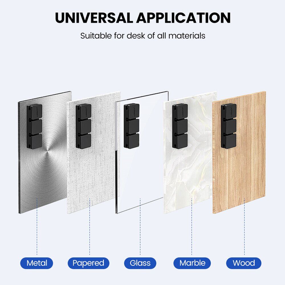 Тримач для кабелів UGREEN Cable Clips Organizer - Black. Фото 6 Тримач для кабелів UGREEN Cable Clips Organizer - Black (995903B). Фото 6 з 9