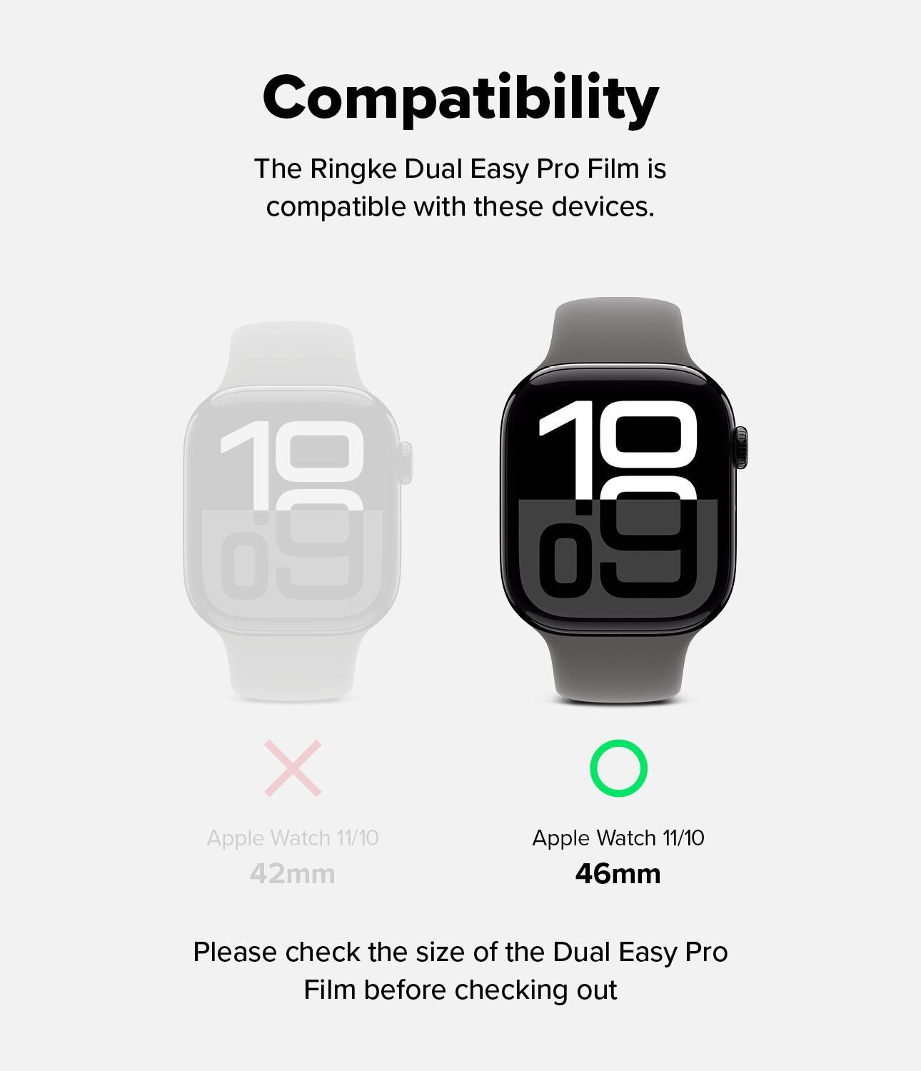 Комплект защитных пленок Ringke Dual Easy Pro Film для Apple Watch 10 / 11 46 mm (8800293851639). Фото 3 Комплект защитных пленок Ringke Dual Easy Pro Film для Apple Watch 10 / 11 46 mm (8800293851639) (364539). Фото 3 из 15