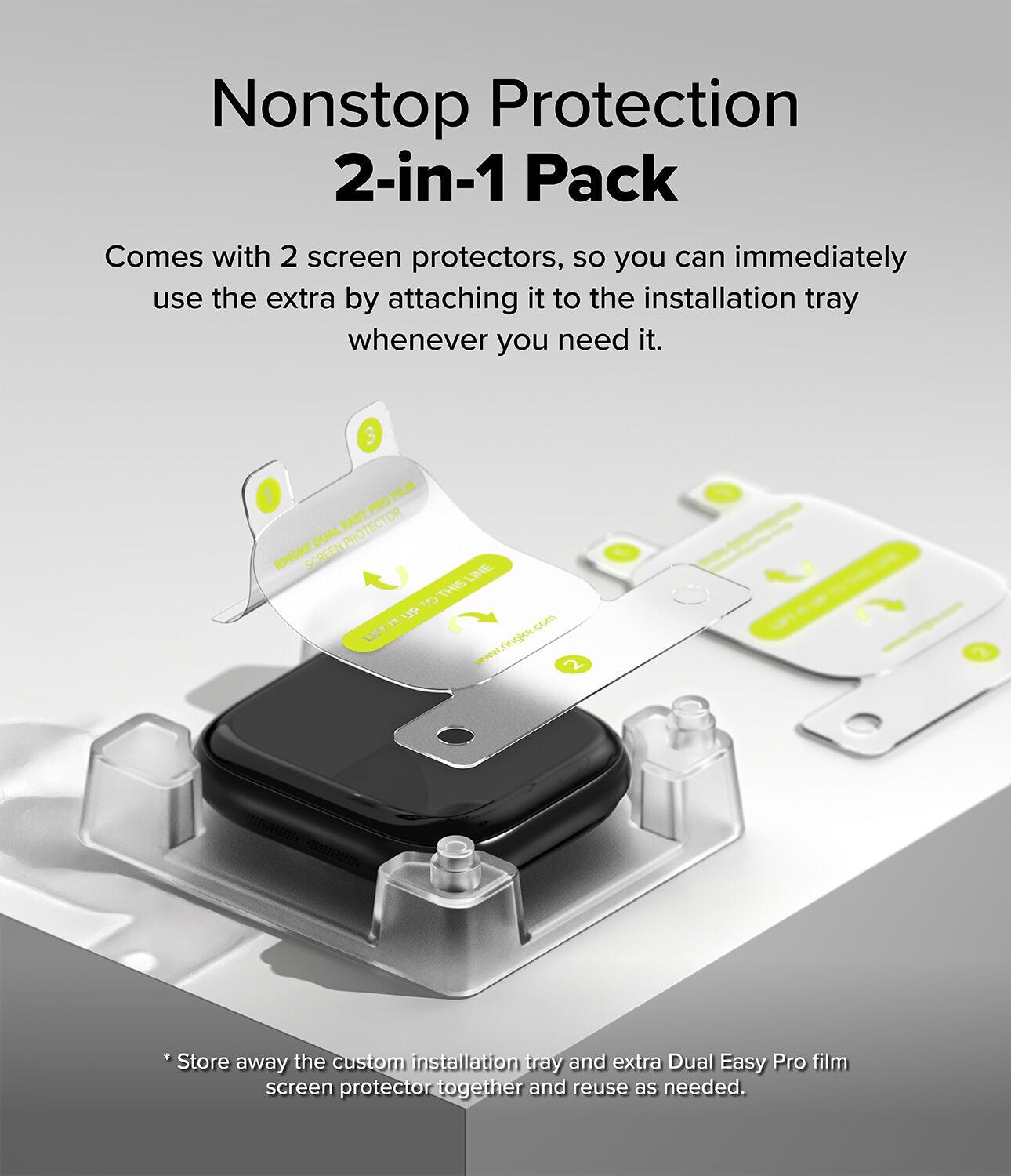 Комплект защитных пленок Ringke Dual Easy Pro Film для Apple Watch 10 / 11 46 mm (8800293851639). Фото 5 Комплект защитных пленок Ringke Dual Easy Pro Film для Apple Watch 10 / 11 46 mm (8800293851639) (364539). Фото 5 из 15
