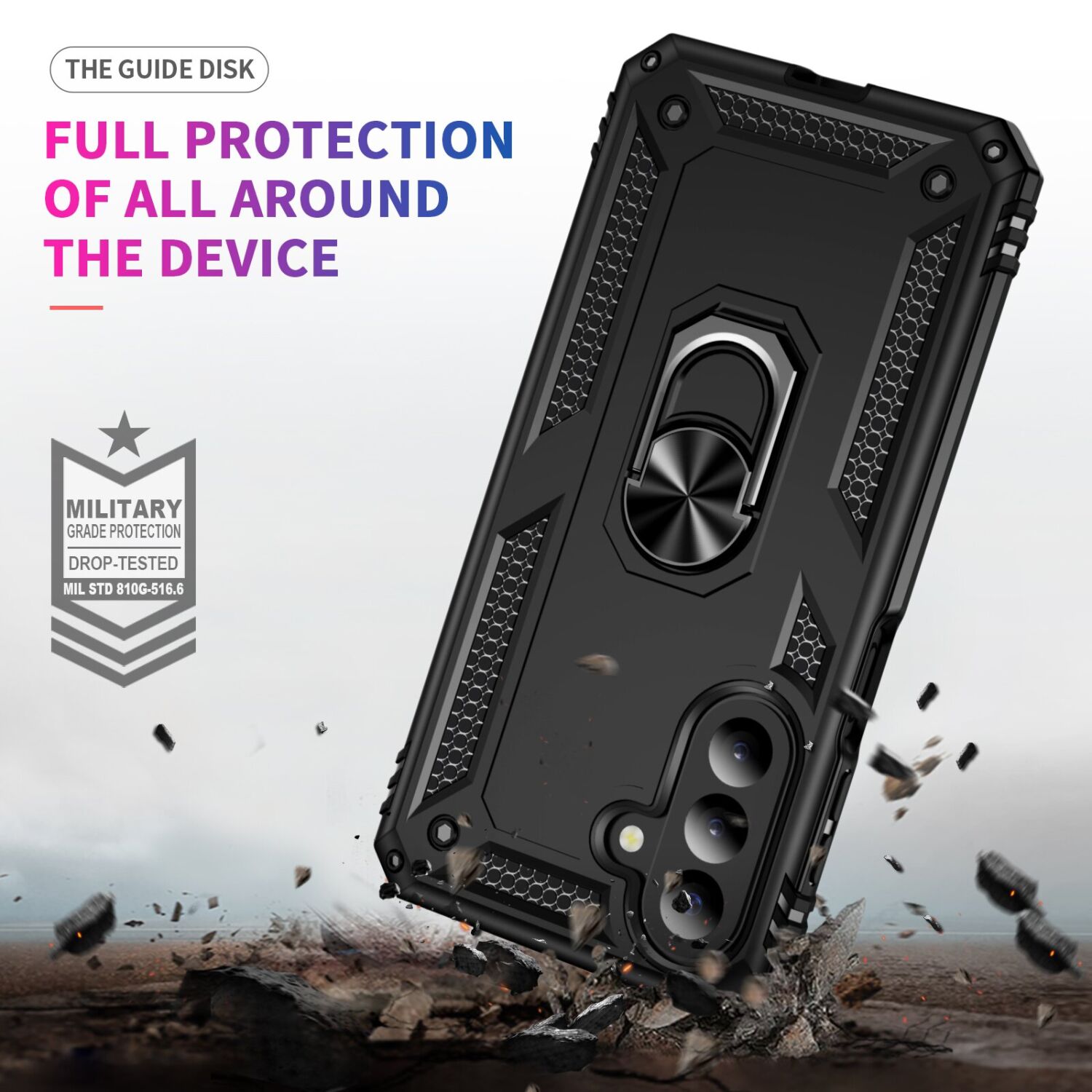 Противоударный чехол с подставкой Deexe Armor Case для Samsung Galaxy A27 (A276) - Black. Фото 5 Противоударный чехол с подставкой Deexe Armor Case для Samsung Galaxy A27 (A276) - Black (408614B). Фото 5 из 7