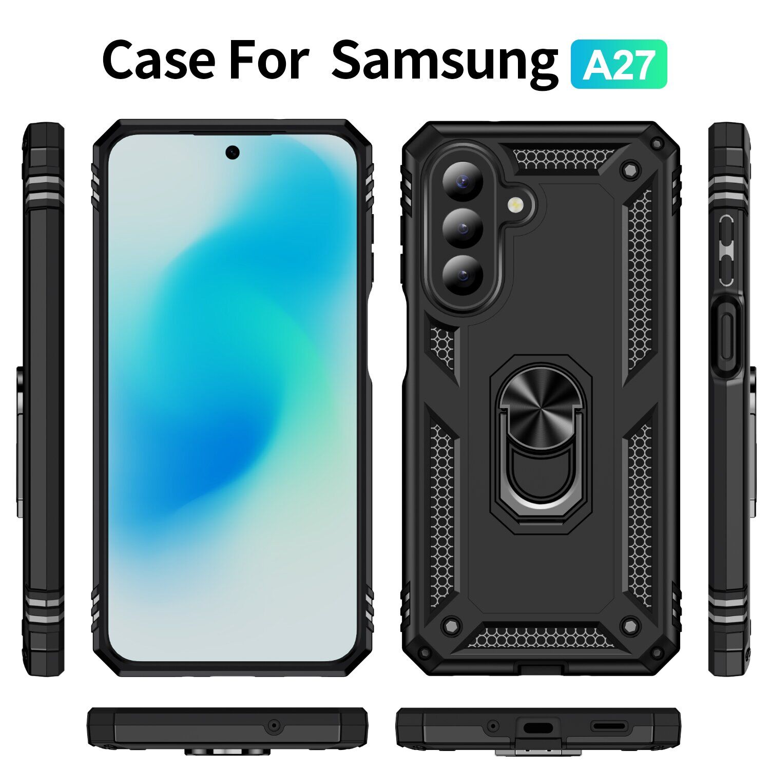 Противоударный чехол с подставкой Deexe Armor Case для Samsung Galaxy A27 (A276) - Black. Фото 3 Противоударный чехол с подставкой Deexe Armor Case для Samsung Galaxy A27 (A276) - Black (408614B). Фото 3 из 7