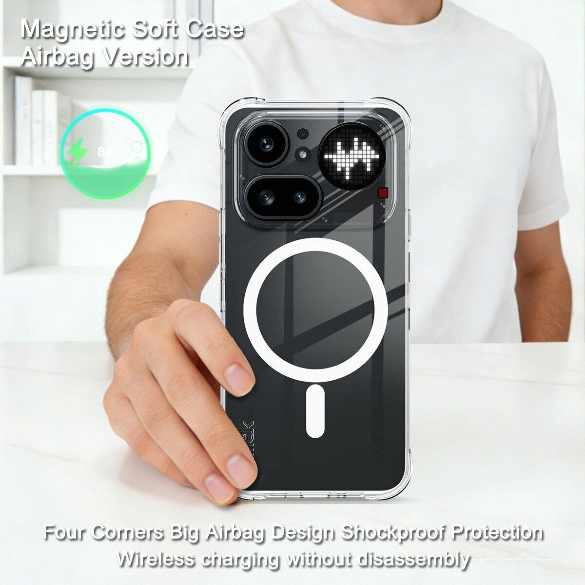 Защитный чехол IMAK Space Shield MagSafe для Nothing Phone (4a) Pro - Transparent. Фото 3 Защитный чехол IMAK Space Shield MagSafe для Nothing Phone (4a) Pro - Transparent (411404T). Фото 3 из 10