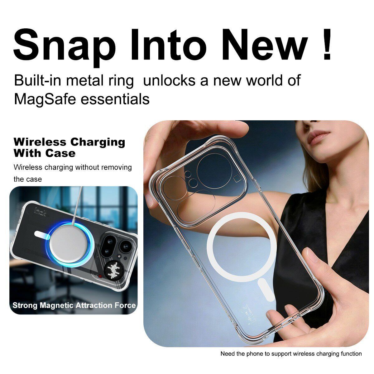 Защитный чехол IMAK Space Shield MagSafe для Nothing Phone (4a) Pro - Transparent. Фото 5 Защитный чехол IMAK Space Shield MagSafe для Nothing Phone (4a) Pro - Transparent (411404T). Фото 5 из 10