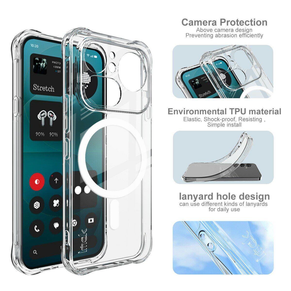 Защитный чехол IMAK Space Shield MagSafe для Nothing Phone (4a) Pro - Transparent. Фото 7 Защитный чехол IMAK Space Shield MagSafe для Nothing Phone (4a) Pro - Transparent (411404T). Фото 7 из 10