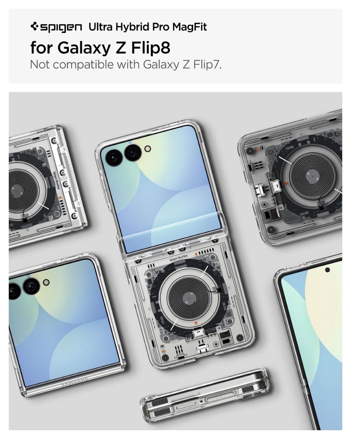 Защитный чехол Spigen Ultra Hybrid Pro Neo One (MagFit) для Samsung Galaxy Flip 8 (ACS11525) - Clear. Фото 9 Защитный чехол Spigen Ultra Hybrid Pro Neo One (MagFit) для Samsung Galaxy Flip 8 (ACS11525) - Clear (423569C). Фото 9 из 15