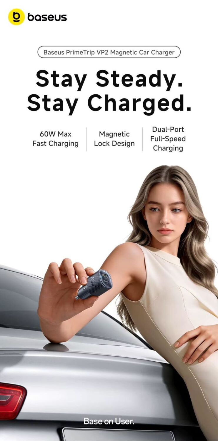 Автомобильное зарядное устройство Baseus PrimeTrip VP2 60W (Type-C + USB) C0207400 - Black. Фото 4 Автомобильное зарядное устройство Baseus PrimeTrip VP2 60W (Type-C + USB) C0207400 - Black (923425B). Фото 4 из 24