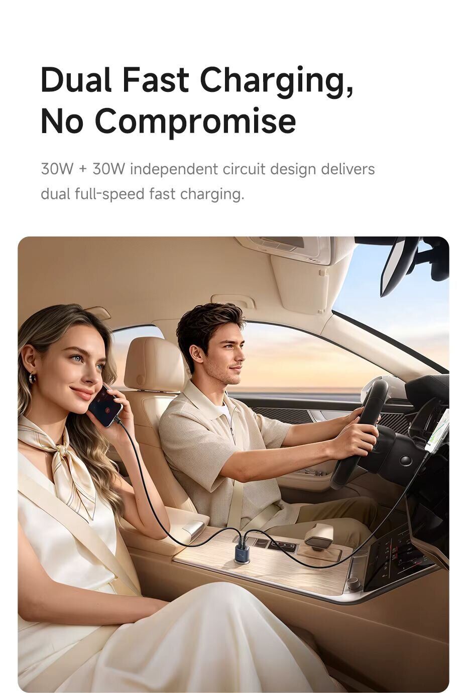 Автомобильное зарядное устройство Baseus PrimeTrip VP2 60W (Type-C + USB) C0207400 - Black. Фото 10 Автомобильное зарядное устройство Baseus PrimeTrip VP2 60W (Type-C + USB) C0207400 - Black (923425B). Фото 10 из 24
