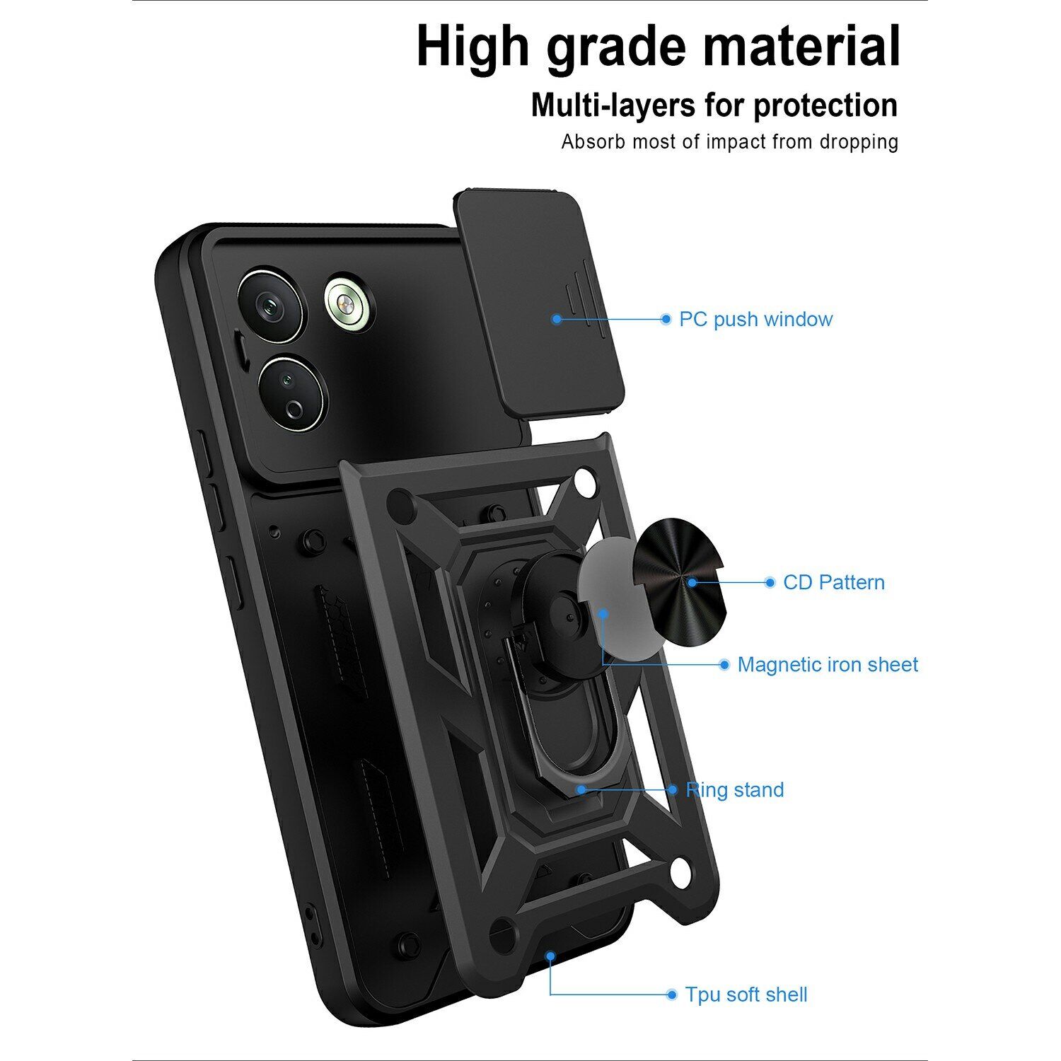 Чехол с защитой камеры Deexe Armor Shield для Xiaomi Redmi Note 17 Pro Max - Black. Фото 8 Чехол с защитой камеры Deexe Armor Shield для Xiaomi Redmi Note 17 Pro Max - Black (430606B). Фото 8 из 9