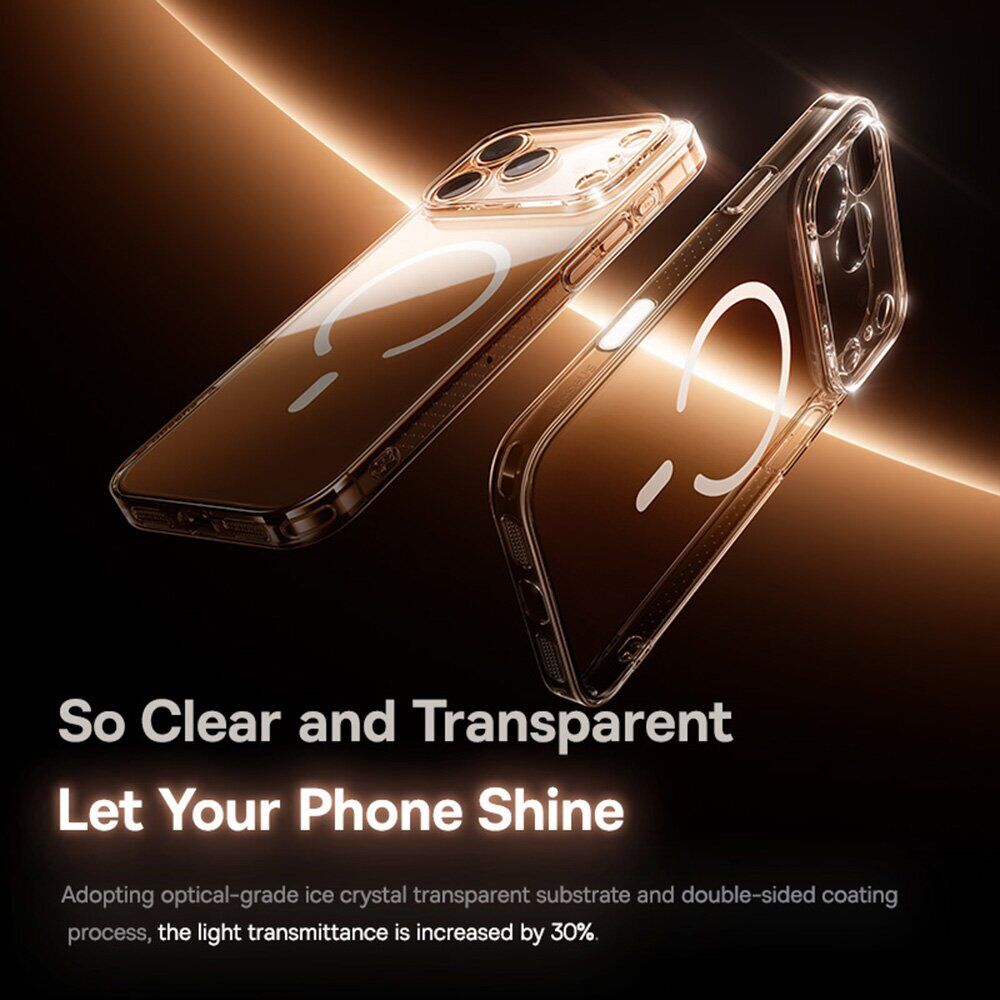 Захисний чохол BASEUS Crystal Magnetic Phone Case для Apple iPhone 17 Pro - Transparent. Фото 4 Захисний чохол BASEUS Crystal Magnetic Phone Case для Apple iPhone 17 Pro - Transparent (422712T). Фото 4 з 11