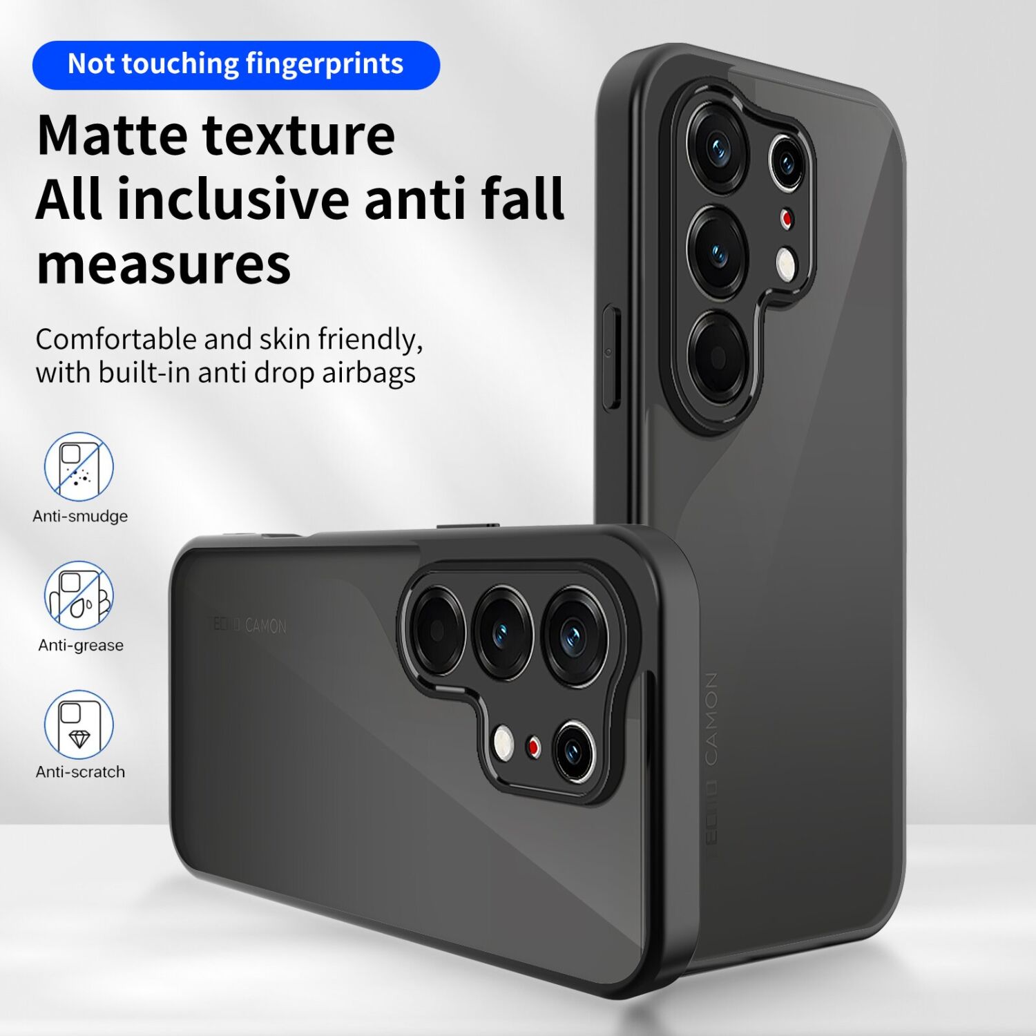 Защитный чехол Deexe Matte Skin для TECNO Camon 50 - Transparent Black. Фото 2 Защитный чехол Deexe Matte Skin для TECNO Camon 50 - Transparent Black (386329B). Фото 2 из 8