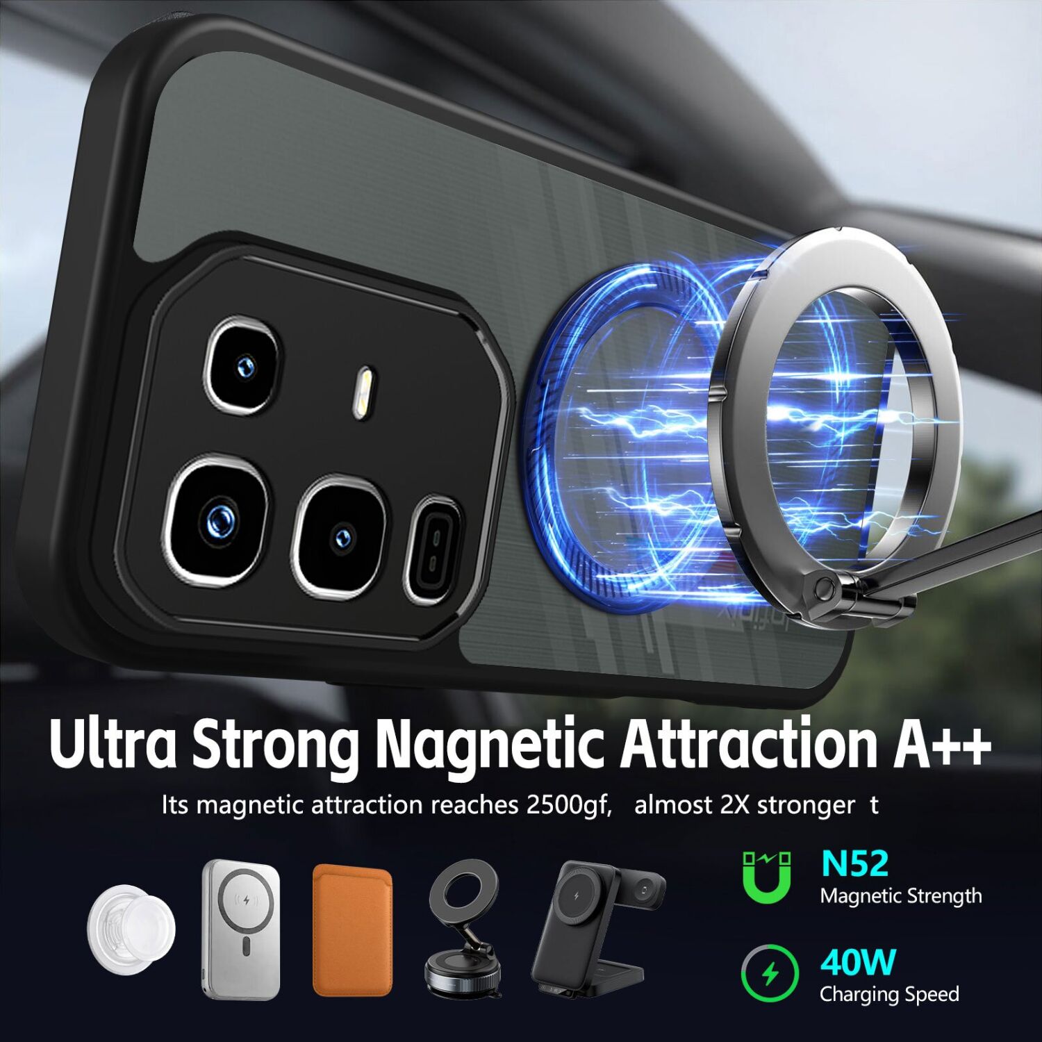 Захисний чохол Deexe Matte Skin Kickstand with MagSafe для Infinix Note 50 Pro - Black. Фото 5 Захисний чохол Deexe Matte Skin Kickstand with MagSafe для Infinix Note 50 Pro - Black (383619B). Фото 5 з 8