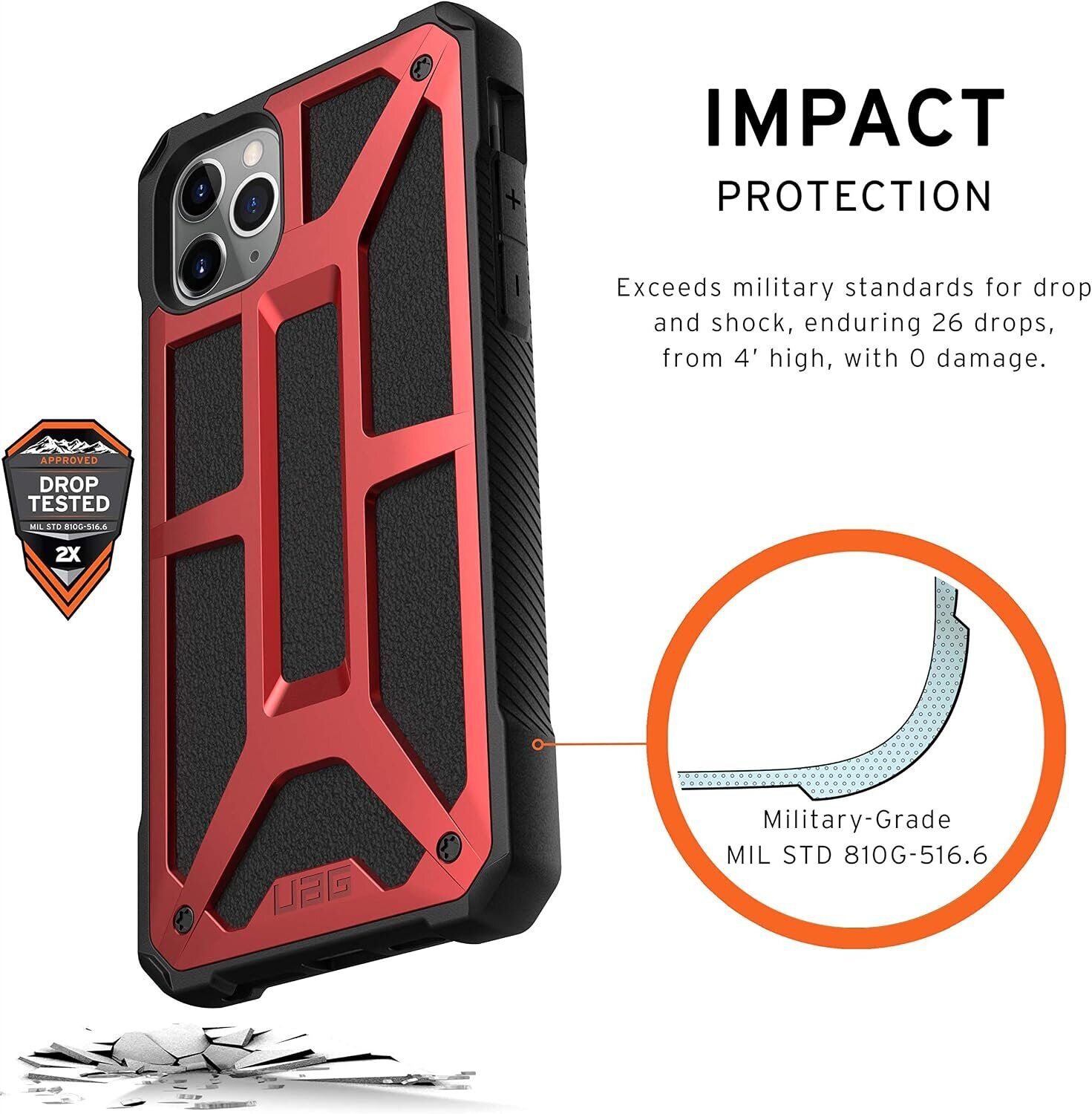 Защитный чехол URBAN ARMOR GEAR Monarch для iPhone 11 Pro Max (111721119494) - Crimson. Фото 6 Защитный чехол URBAN ARMOR GEAR Monarch для iPhone 11 Pro Max (111721119494) - Crimson (253280R). Фото 6 из 8
