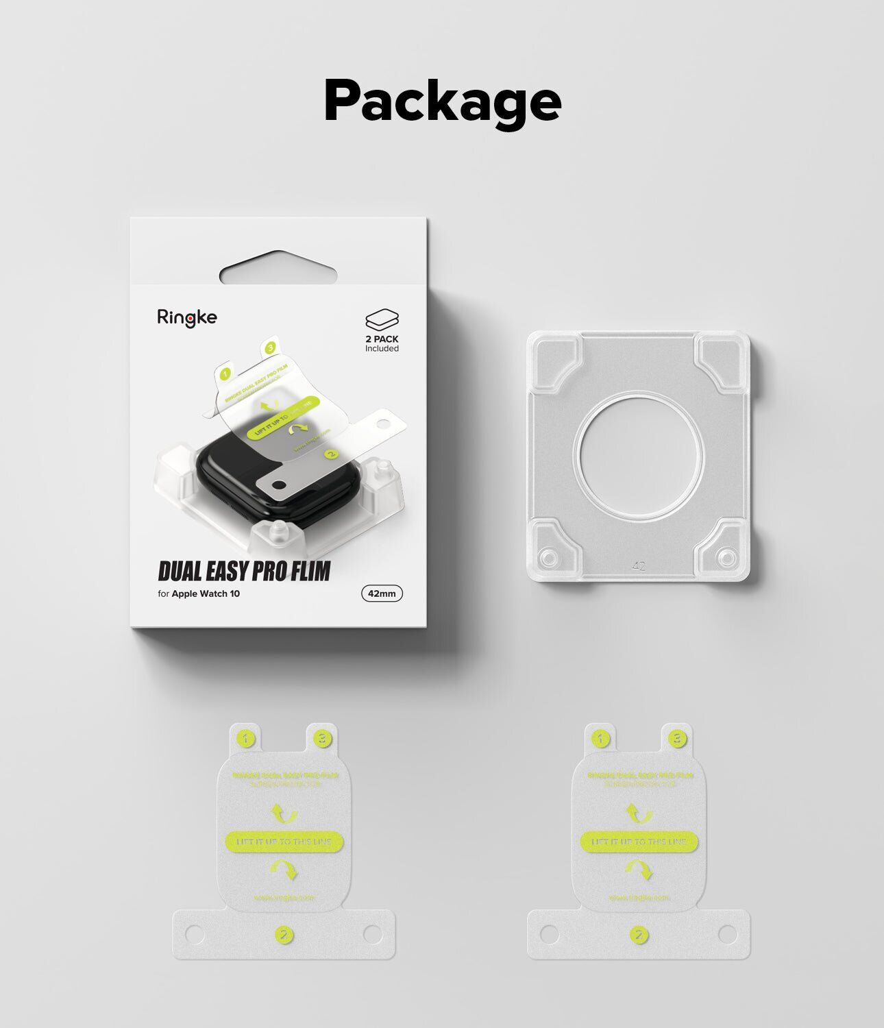 Комплект защитных пленок Ringke Dual Easy Pro Film для Apple Watch 10 / 11 42 mm (8800293851622). Фото 14 Комплект защитных пленок Ringke Dual Easy Pro Film для Apple Watch 10 / 11 42 mm (8800293851622) (371863). Фото 14 из 15