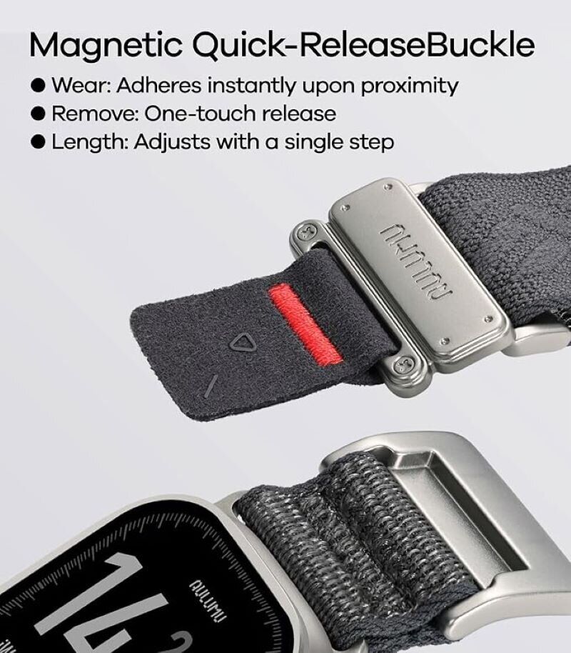 Ремінець AULUMU C03 Titanium Mag Buckle Quick-Release Band для Apple Watch 46 / 45 / 44 / SE 44 / 42 (Series 1-3) / Ultra (Gen 1-4) - Silver / Black. Фото 6 Ремінець AULUMU C03 Titanium Mag Buckle Quick-Release Band для Apple Watch 46 / 45 / 44 / SE 44 / 42 (Series 1-3) / Ultra (Gen 1-4) - Silver / Black (398001BS). Фото 6 з 12