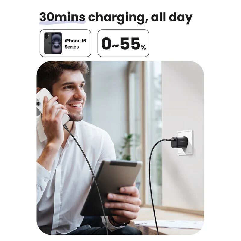 Сетевое зарядное устройство UGREEN X513 30W Type-C (65009) - White. Фото 6 Сетевое зарядное устройство UGREEN X513 30W Type-C (65009) - White (995660W). Фото 6 из 10