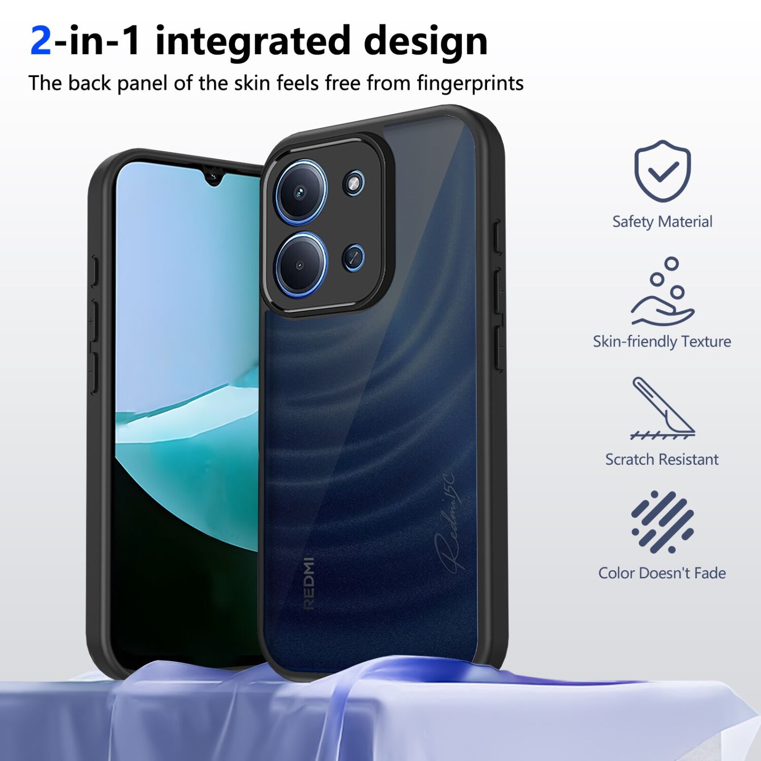 Защитный чехол Deexe Matte Skin для Xiaomi Redmi 17 - Transparent Black. Фото 2 Защитный чехол Deexe Matte Skin для Xiaomi Redmi 17 - Transparent Black (429032TB). Фото 2 из 8