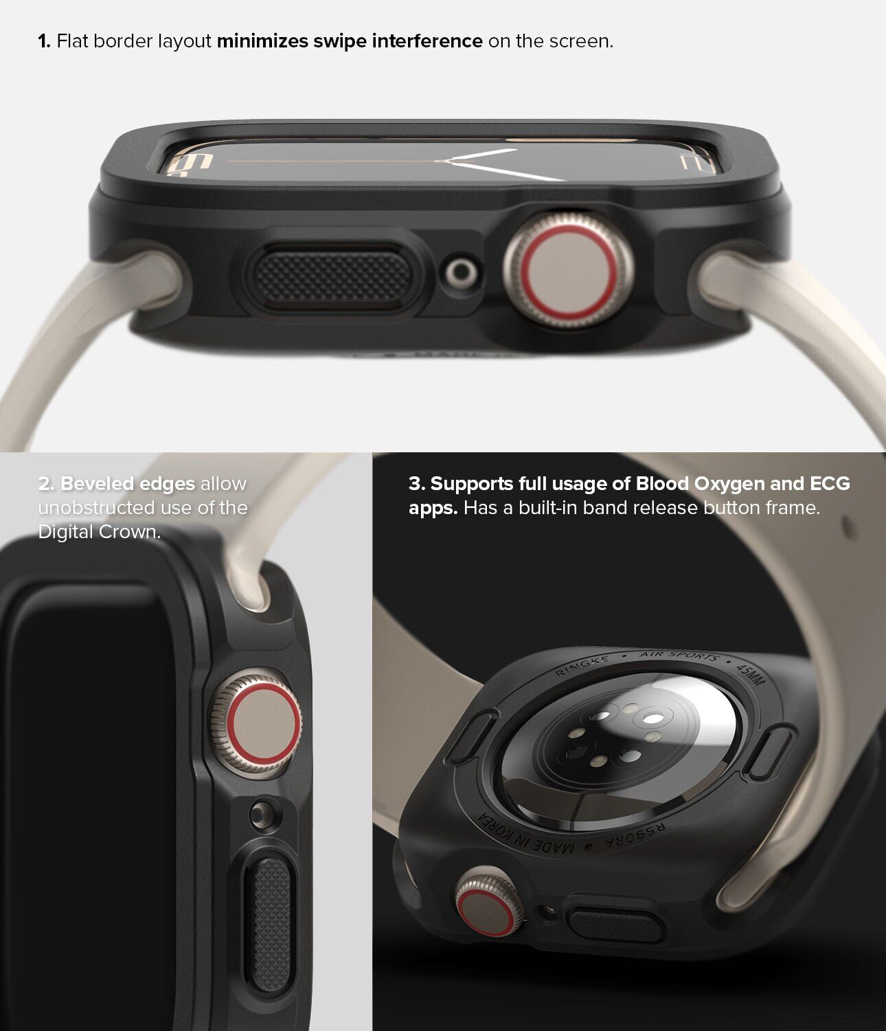 Защитный чехол Ringke Air Sports для Apple Watch 45 mm (7 / 8 / 9 Series) 8809848200694 - Black. Фото 6 Защитный чехол Ringke Air Sports для Apple Watch 45 mm (7 / 8 / 9 Series) 8809848200694 - Black (304715B). Фото 6 из 10