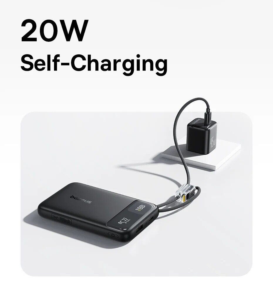Внешний аккумулятор Baseus EnerFill FC11 22.5W + кабель Type-C (10000mAh) E0027R - Black. Фото 9 Внешний аккумулятор Baseus EnerFill FC11 22.5W + кабель Type-C (10000mAh) E0027R - Black (995804B). Фото 9 из 21