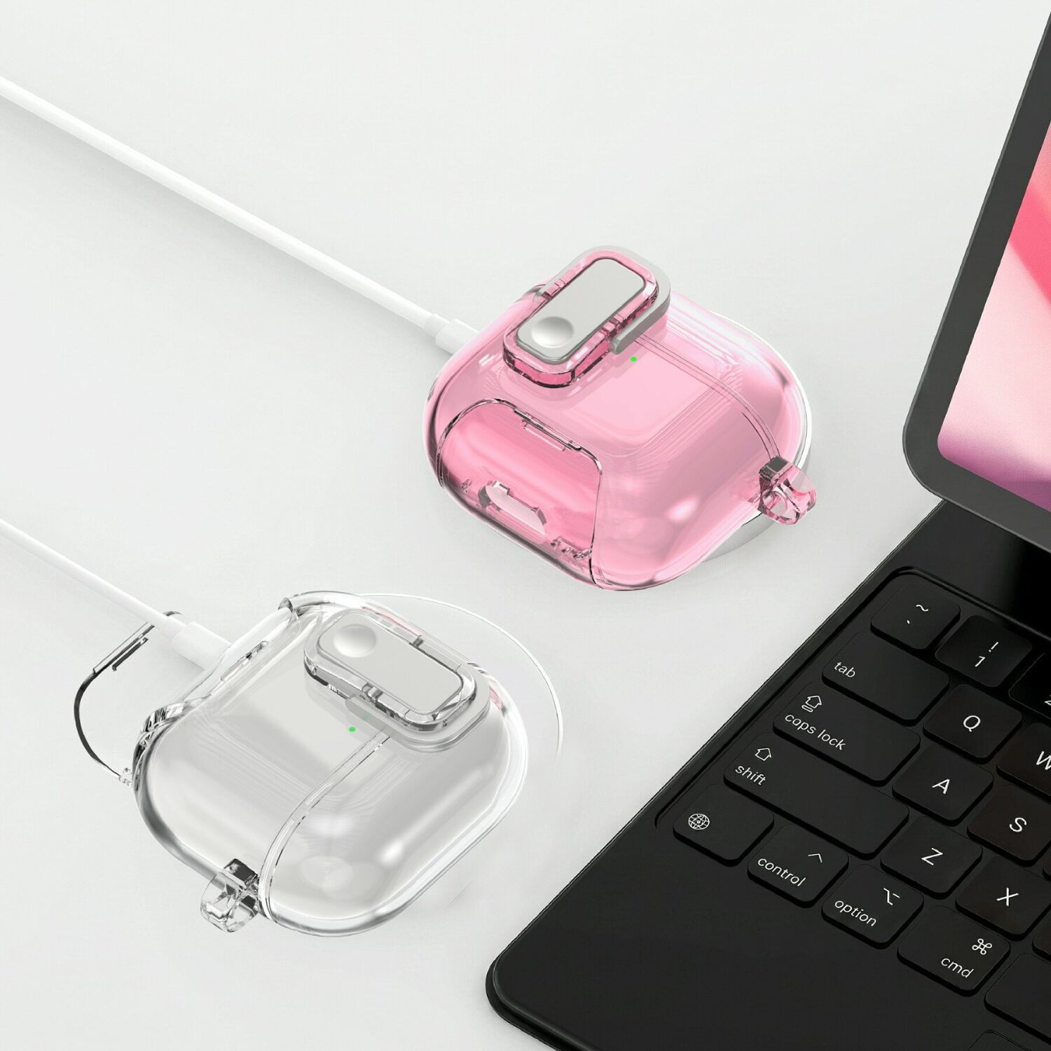 Захисний чохол Deexe Clear Stand для AirPods 5 / 4 - Transparent Pink. Фото 7 Захисний чохол Deexe Clear Stand для AirPods 5 / 4 - Transparent Pink (364461TP). Фото 7 з 8