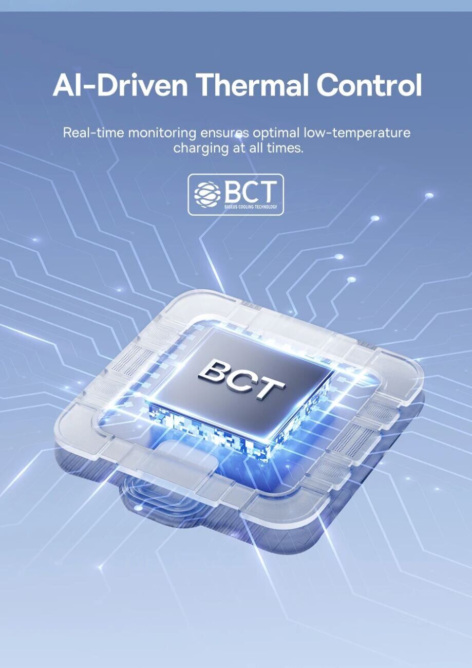 Сетевое зарядное устройство Baseus EnerCore CJ11 3C (67W) + кабель Type-C (E0121E00) - Black. Фото 9 Сетевое зарядное устройство Baseus EnerCore CJ11 3C (67W) + кабель Type-C (E0121E00) - Black (995628B). Фото 9 из 16