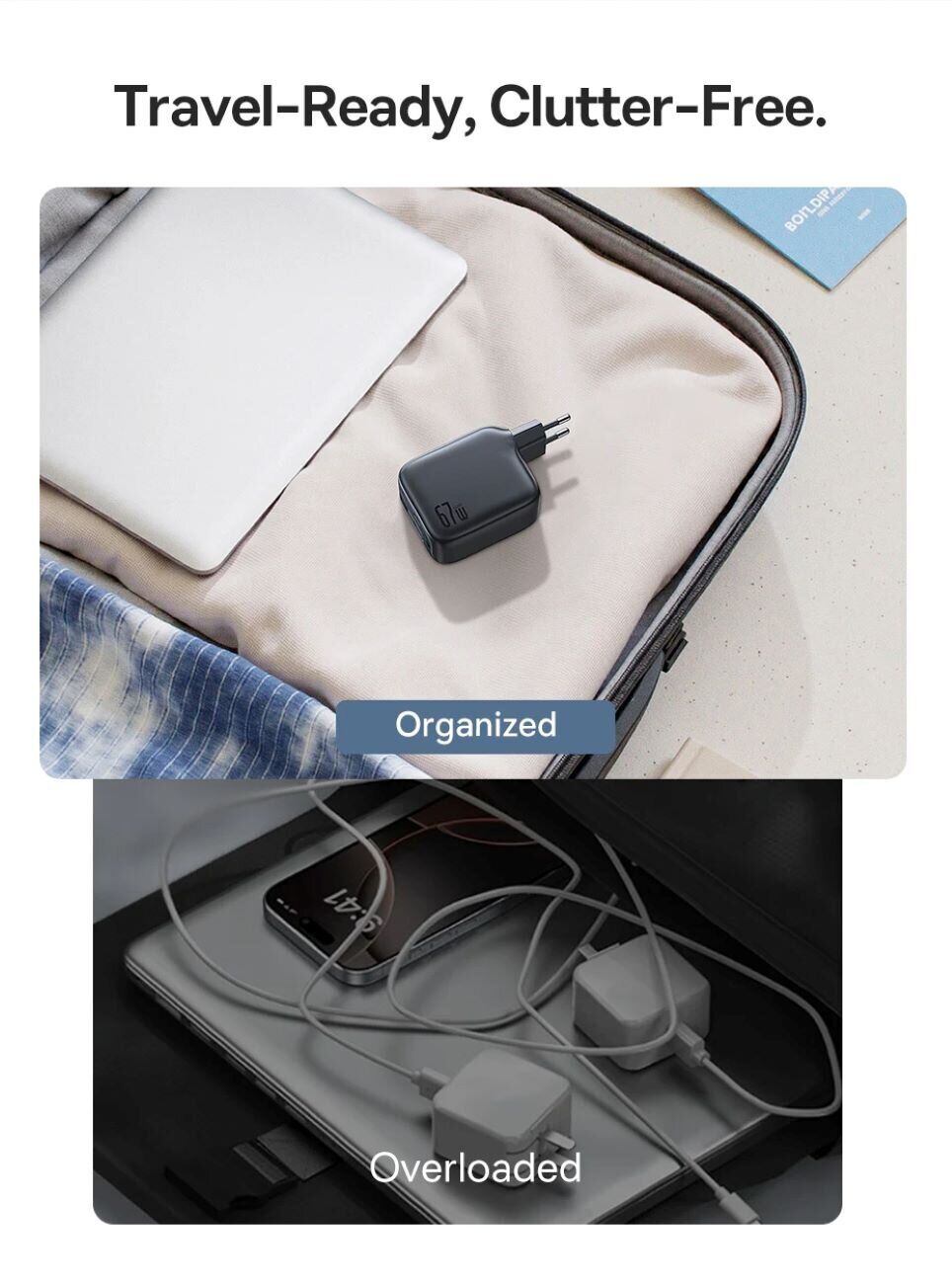 Сетевое зарядное устройство Baseus EnerCore CJ11 3C (67W) + кабель Type-C (E0121E00) - Black. Фото 12 Сетевое зарядное устройство Baseus EnerCore CJ11 3C (67W) + кабель Type-C (E0121E00) - Black (995628B). Фото 12 из 16